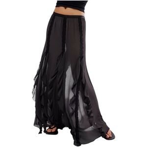 Free People Charcoal Sheer Maxi Skirt